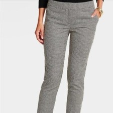 Talbots Hampshire Pants Women's 12 Wool Black White Houndstooth Plaid NWOT