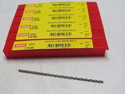 2 pcs SKF DORMER 2mm 2.00 HSCo Long Series Taper Length Parabolic Flutes Drills