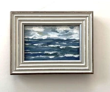 Original Framed Acrylic SEASCAPE Painting 8 x 6 signed textured art canvas, OOAK