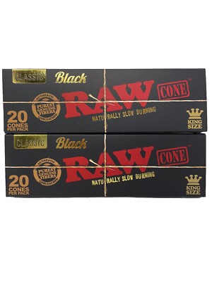 Raw Black King Size Pre-rolled Cones 20 Cones per Pk (2packs for order 40 Cones)