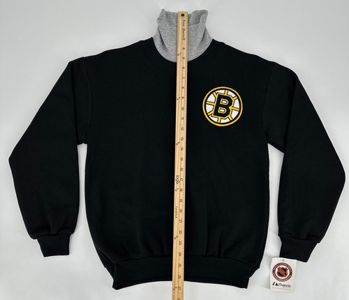 Vintage Boston Bruins Sweatshirt Youth XL Black Turtleneck Embroidered Majestic - Picture 5 of 16