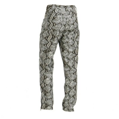 Mens Snakeskin Printed Straight Skinny Pants Nightclub Stage