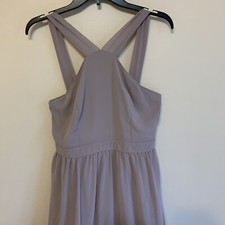 Lulus Dress Womens Large Air Of Romance Maxi Light Pink / Taupe Halter D15376