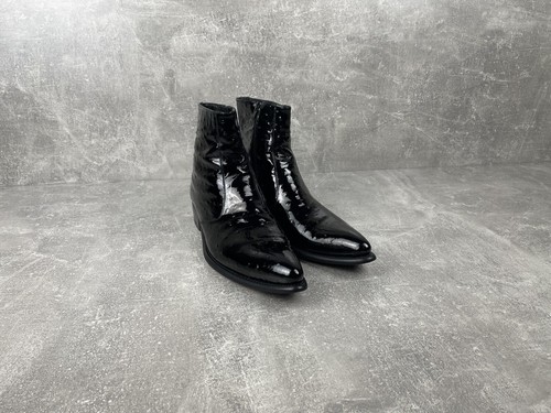 CALZOLERIA HARRIS Avant Garde Zip Black Leather Boots Size 8 H Made in Italy - Picture 3 of 14