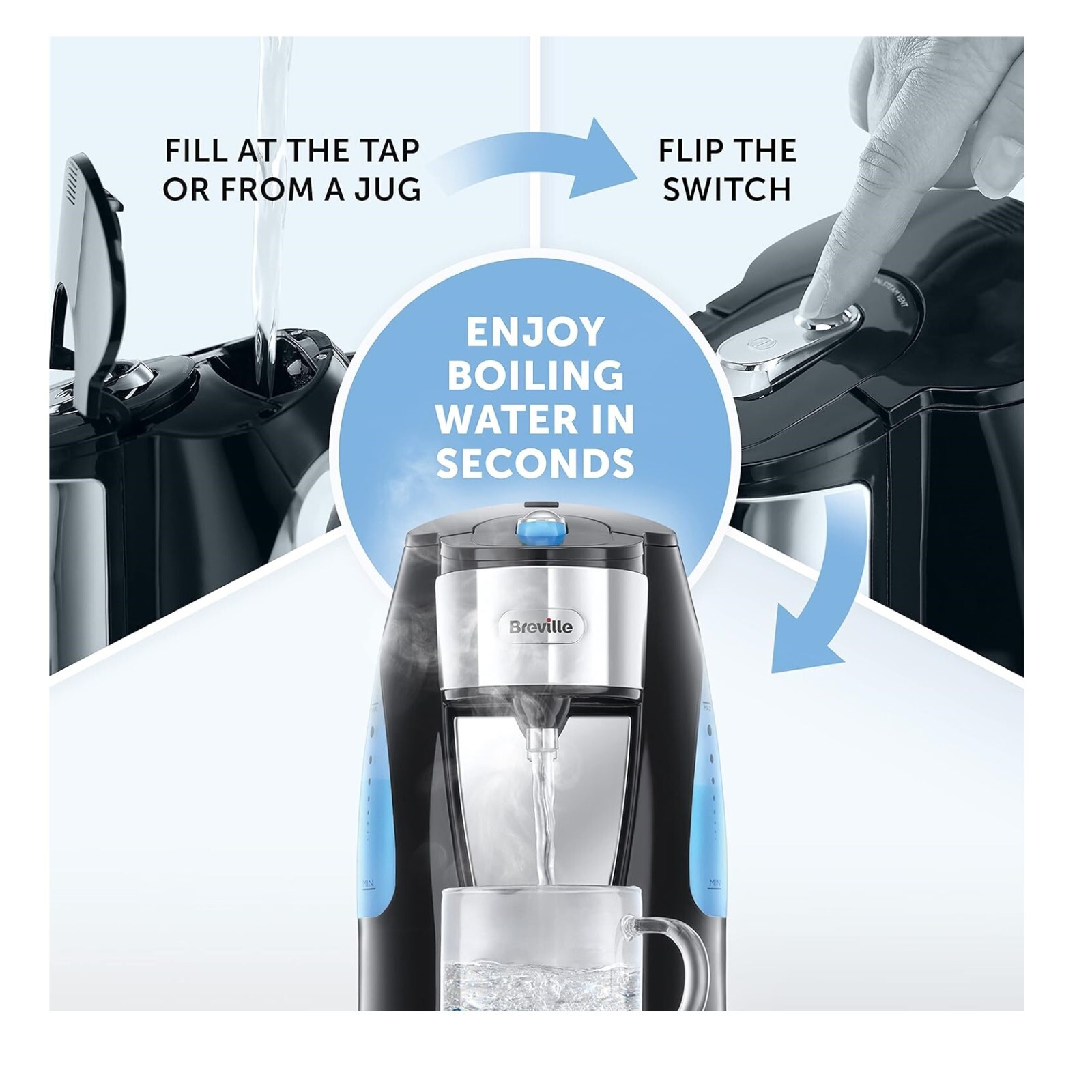 Breville VKJ142 Hot Cup One Cup Boiling Hot Water Kettle, 3kW Fast Boil