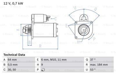 Bosch 0 986 017 840 Starter for Dacia Peugeot Renault