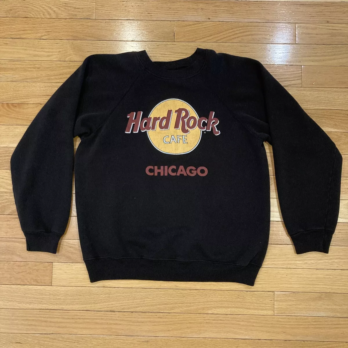 Vintage Hard Rock Cafe Sweater Adult Medium Chicago Black Crewneck Pullover Mens