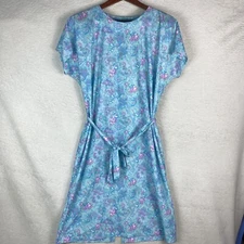 California Looks USA Vintage 1980's Floral Midi Day Dress Size 18P Tie Belt