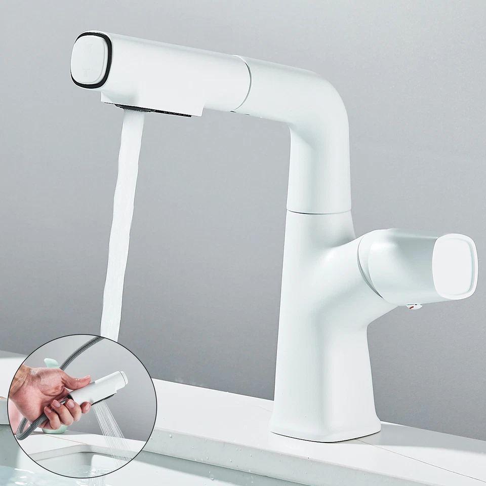 Waschtischarmatur Ausziehbar mit Brause Wasserhahn Bad Waschbecken Mischbatterie