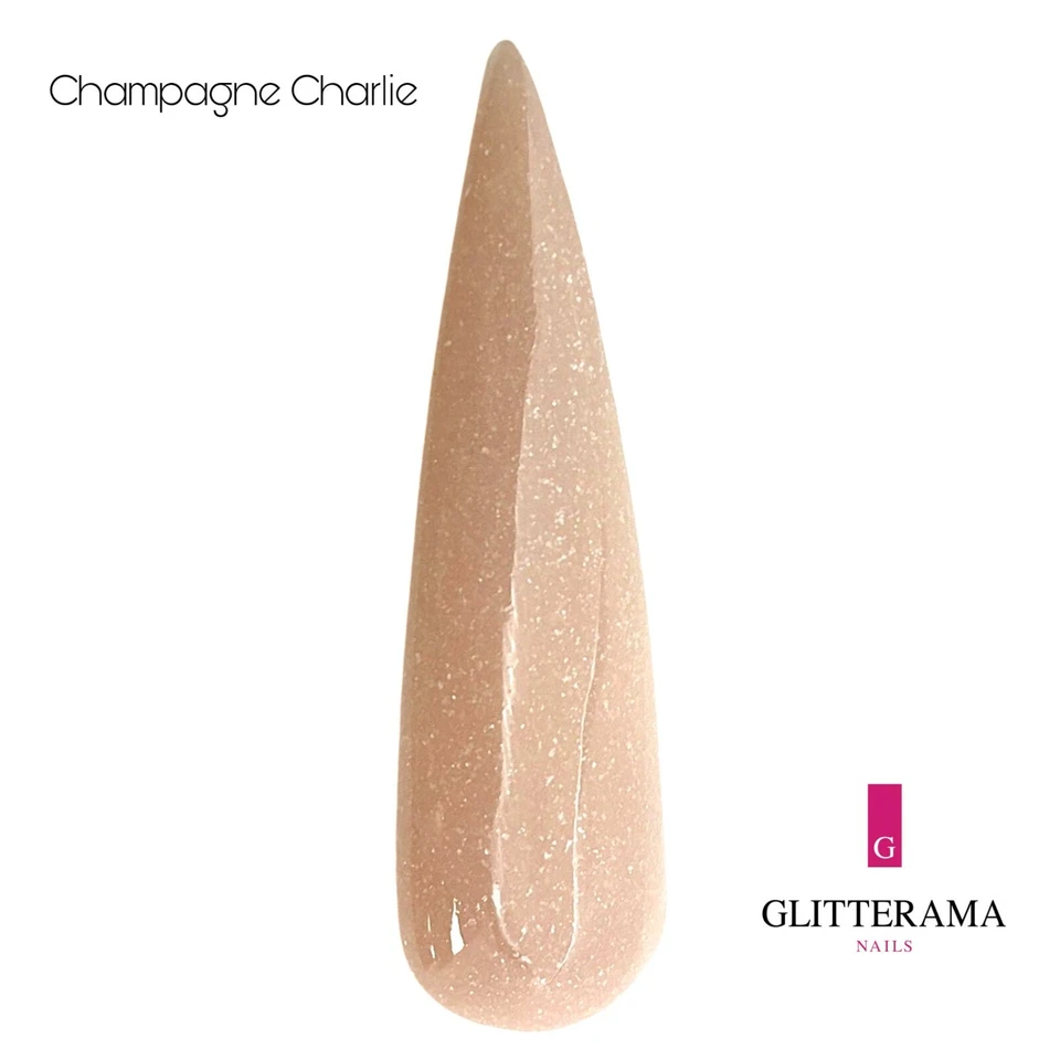CHAMPAGNE CHARLIE Glitterama Nails coloured acrylic powder nude shimmer Nude