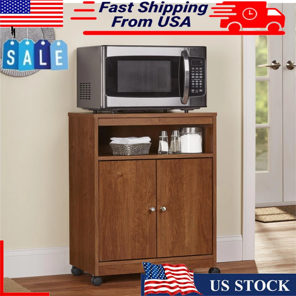 New Ameriwood Home Landry Microwave Cart Black Oak USA Fast Free