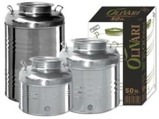 BIDONE CONTENITORE FUSTO OLIO OLIVARI 50LT IN ACCIAIO INOX 18/10 MADE IN ITALY