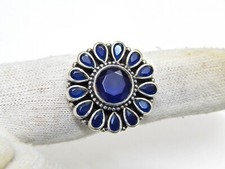 Blue Sapphire Ring 925 Sterling Silver Natural Gemstones Boho Adjustable Ring