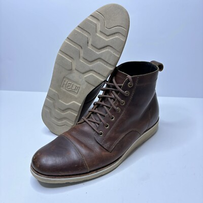 Helm Boots Mens 11.5 Brown Leather Lou Teak Lace Up Shoe