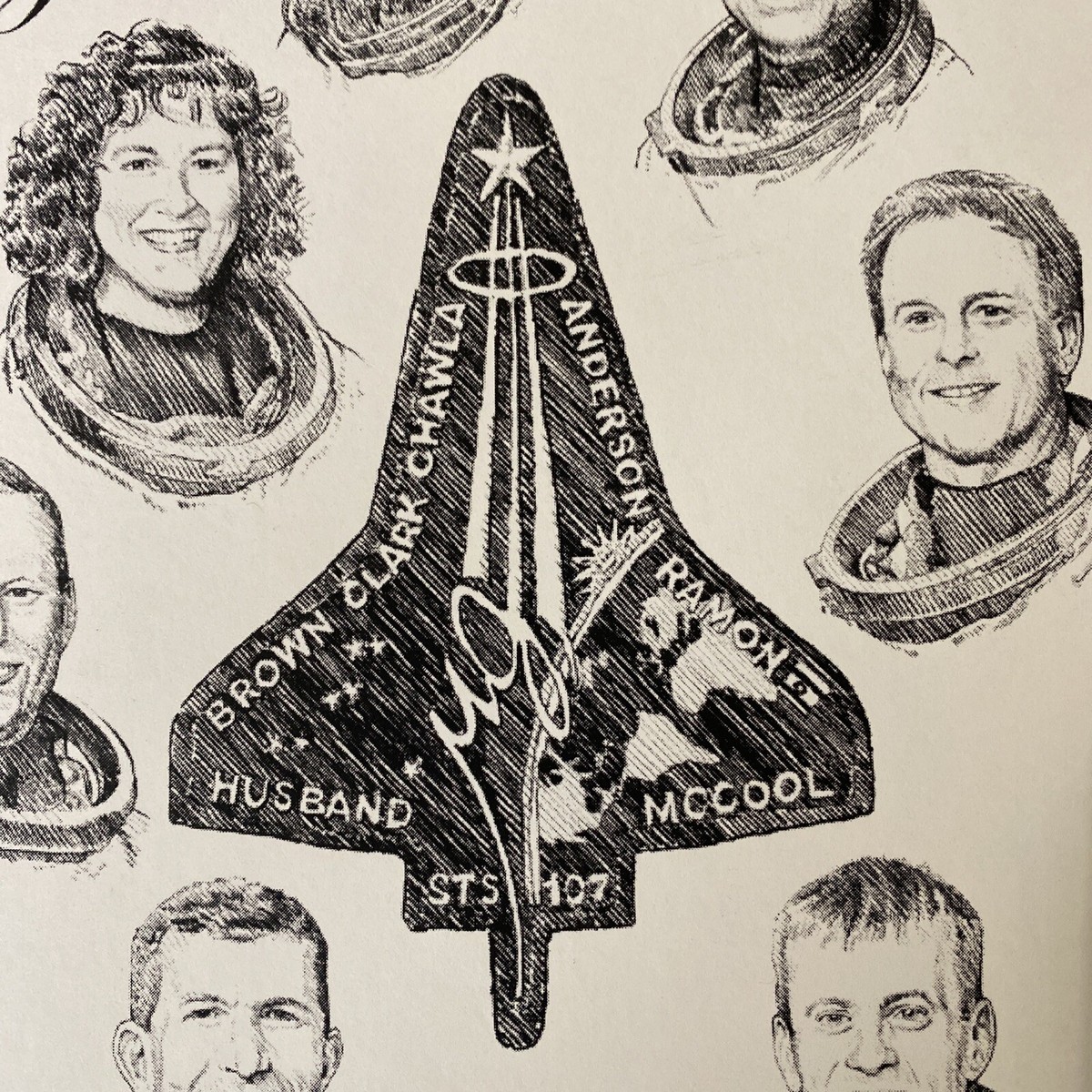 NEVER FORGET - SPACE SHUTTLE COLUMBIA STS-107 CREW MEMORIAL ART