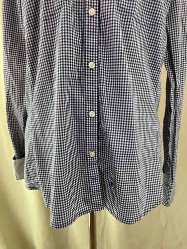 Banana Republic Navy Blue & White Checkered Button-up Shirt - Large - Picture 3 of 9