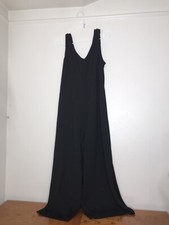 Cuddl Duds Regular Wide Leg Flexwear v-Neck Jumpsuit Black Size TM