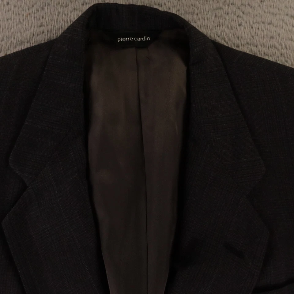 VTG Pierre Cardin Jacket M Gray Prince of Wales Check Glen 100% Wool USA 40R - Image 2 of 4