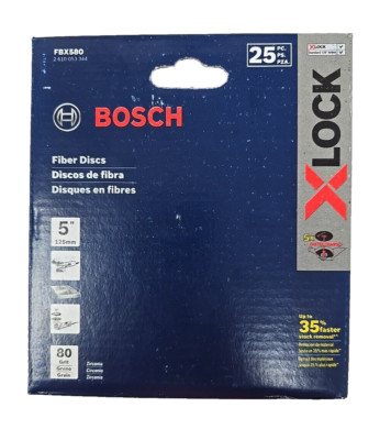 BOSCH FBX580 X-LOCK Medium Grit Abrasive Fiber Discs 80 Grit Compatible 25-Pack