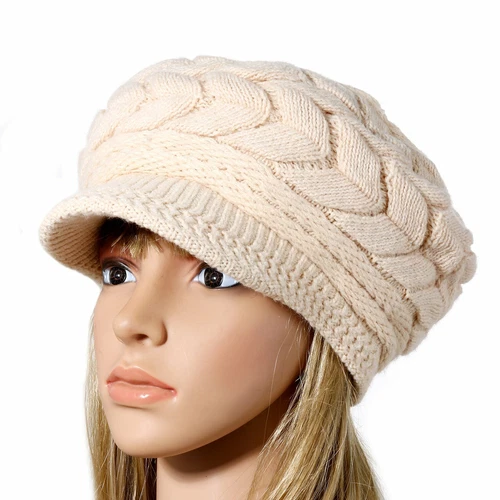 Women's Visor Hat,Winter Warm Knitted Cap Hat,Slouchy Wool Beanie Hat Cabbie Cap - Bild 15 von 25