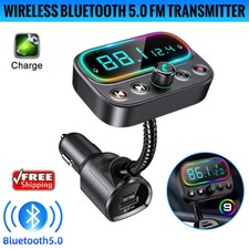 Wireless Bluetooth 5.0 FM Transmitter Radio AUX Adapter USB Car LED Music Player