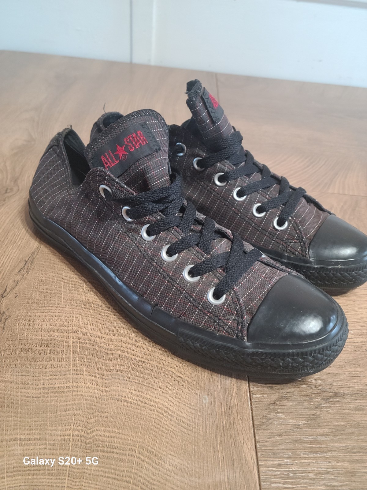 Converse Chuck Taylor all stars brown/red logo men's size 8 Vintage Plaid Stripe