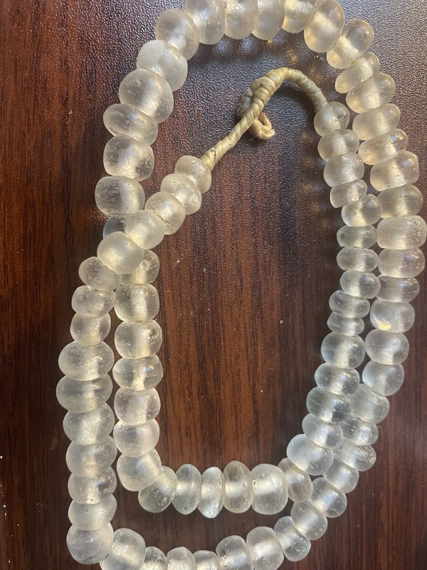 Antique African Old Clear Glass Bead Strand  24 Inches