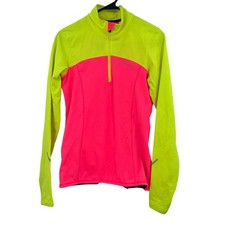 Brooks Size Small Women's Long-Sleeved Quarter Zip Pullover Pink Yellow Neon
