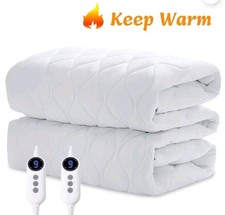 JUSTLET Queen Size Heated Mattress Pad, Electric Bed Warmer with 9 Heat Setting