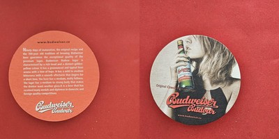 Budweiser Budvar Ninety days .rot Brauerei Bierdeckel Bier