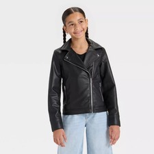Girls' Faux Leather Moto Jacket - art class