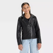 Girls' Faux Leather Moto Jacket - art class
