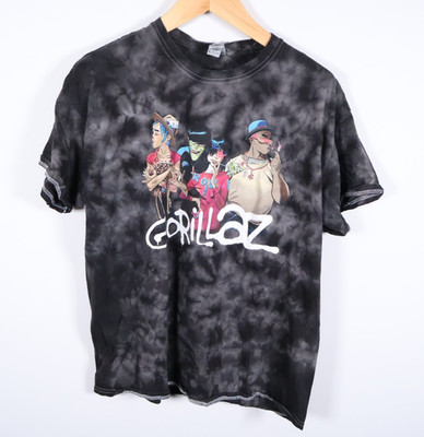 Retro Gorillaz T-Shirt Men's Large Gray Tie Dye Virtual Band Print Y2K Band