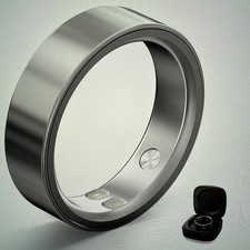 Smart Ring Health/Fitness Tracker, Heart Rate, Sleep, BP, Silver, Size 11, IP68