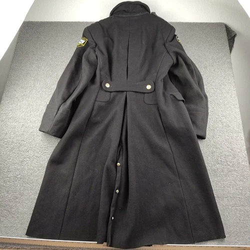 VTG Soviet Wool Officers Winter Overcoat Mens Small 54 Russian Trench Black EUC image 8
