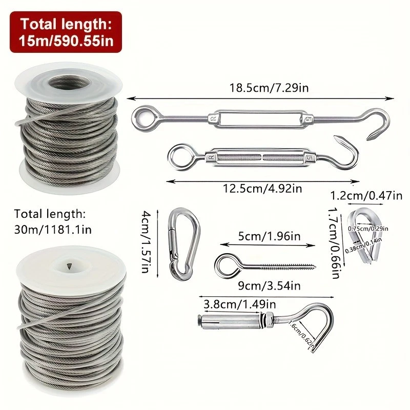 PVC-Coated Steel Wire Rope Kit - String Light Hanging & Outdoor Use - Image 2 of 4