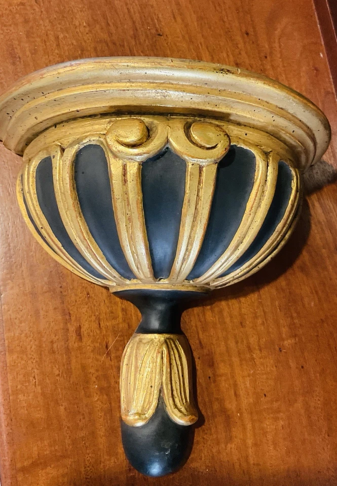 Пара черных и золотых настенных кронштейнов в стиле Регентства - Изображение 2 из 4