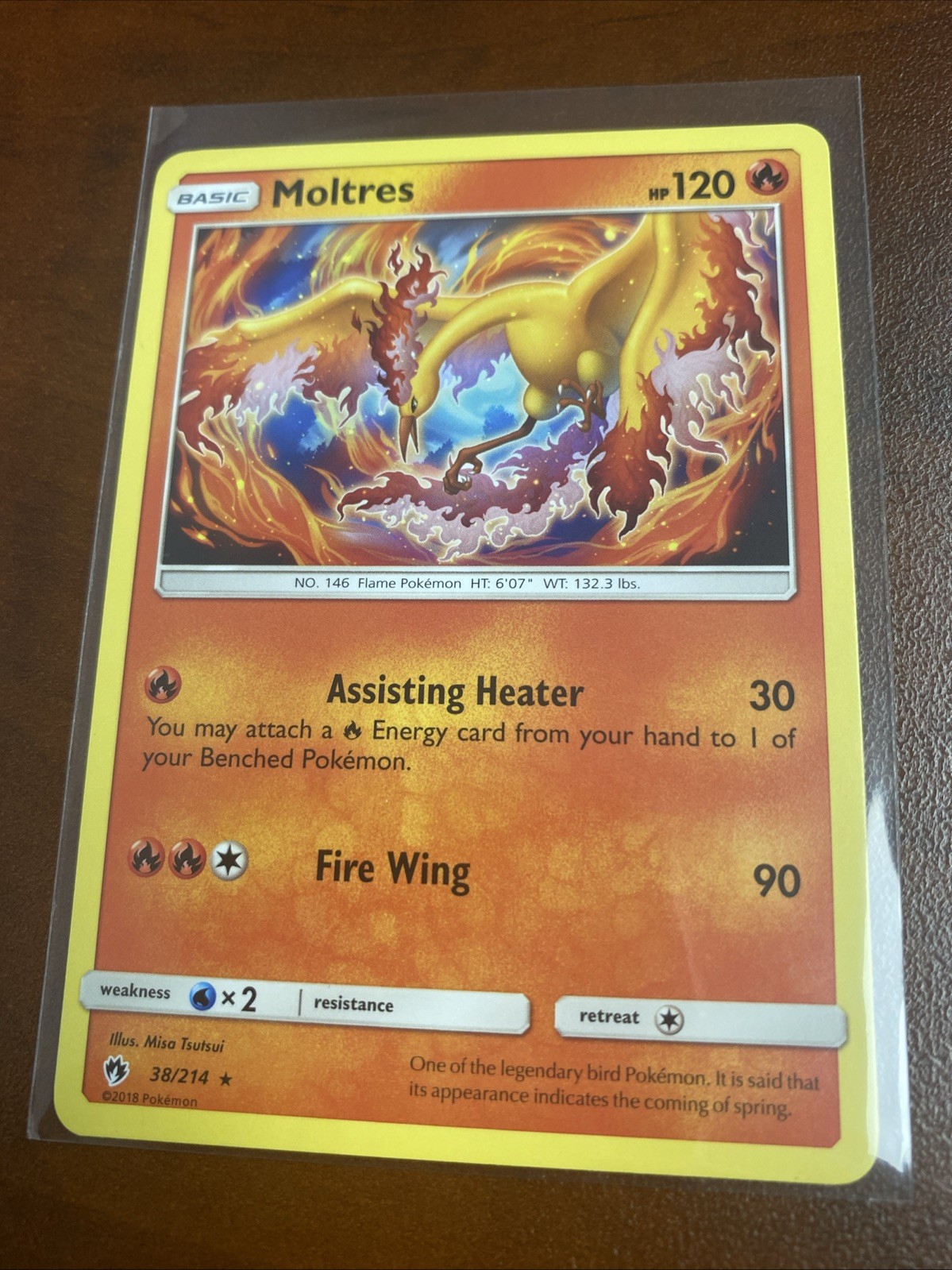 2018 Pokemon Moltres 38/214 Rare Non-Holo Lost Thunder LP