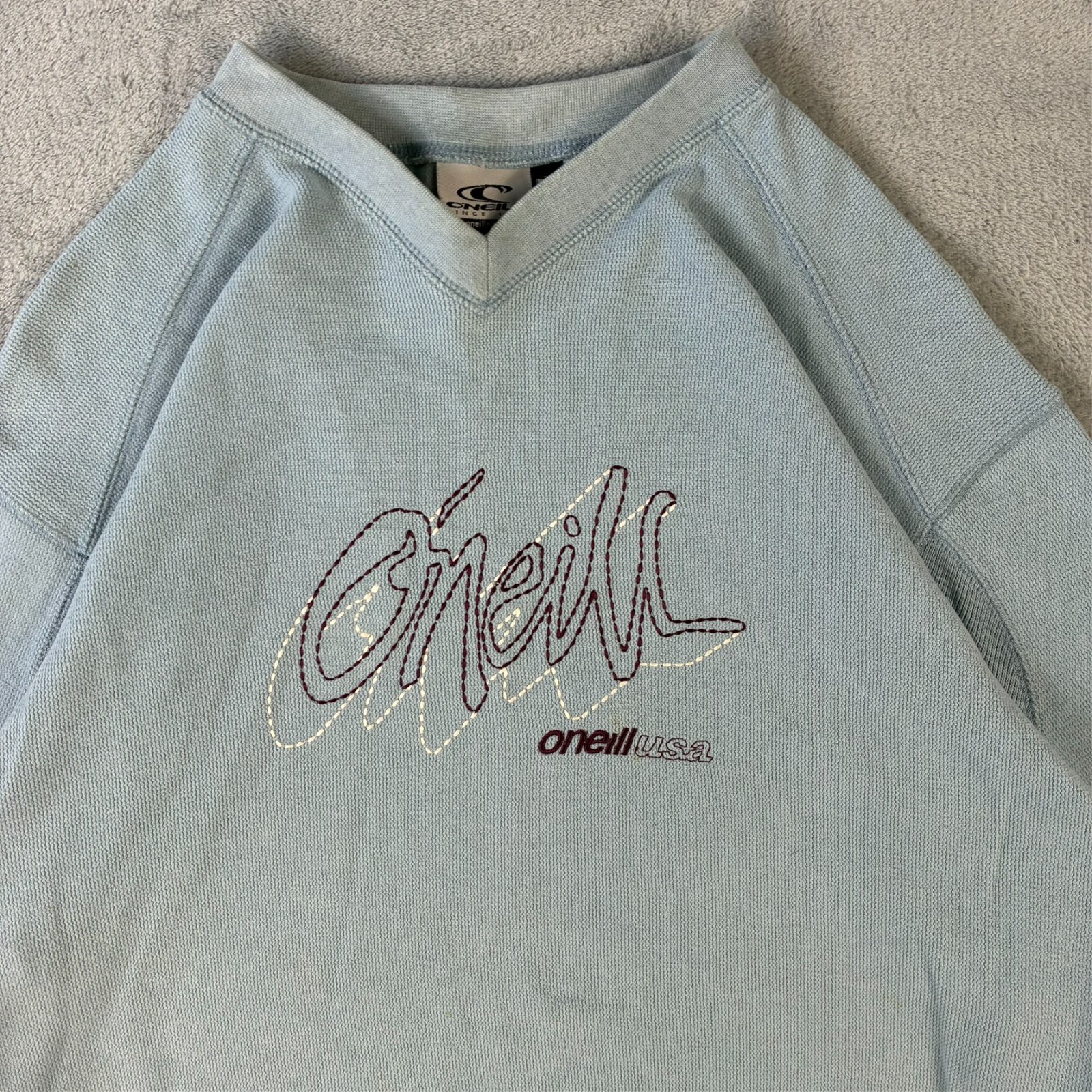 Vintage O'Neill 2000's Y2K Surf Blue V Neck Size 176 / Small Pullover Sweatshirt image 4
