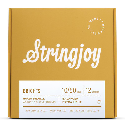 Stringjoy BB1024 12-saitige Akustikgitarrensaiten BRIGHTS 80/20 Bronze 10-50