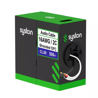 500 Ft. 16/2 White Stranded Oxygen Free Copper CL3R CMR FT4 Speaker Wire - Indoo