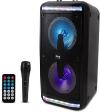 Pyle Bluetooth Speaker and PA System - Portable Stereo Karaoke Black