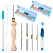 2 Sets Punch Needle Kit with Storage Box, Adjustable Tool with 1.6mm/2mm/2.5m...