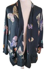 ZARA Woman  100% Silk Kimono BUTTERFLIES Ponc...