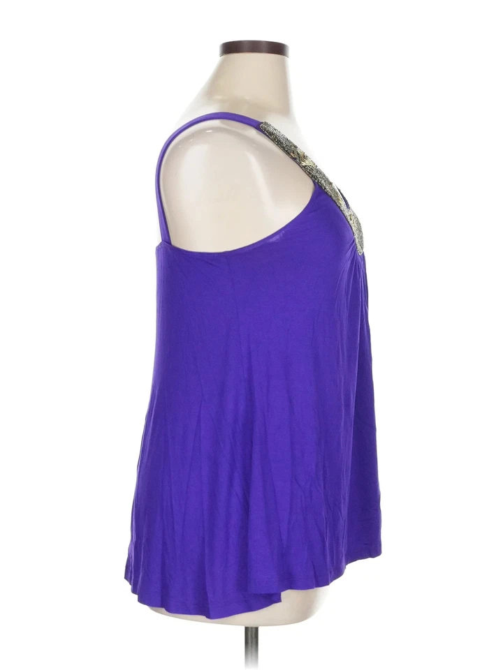 Mai Tai Women Purple Sleeveless Blouse 1X Plus - Image 3 of 4