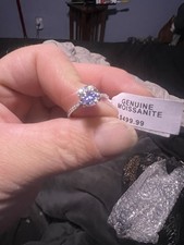 Sterling Silver Moissanite Engagement Ring Size 6 Round White Prong Setting 925