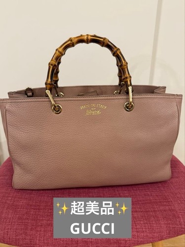 Gucci Pink Bamboo Leather Handbag Stylish Shoulder & Crossbody Used