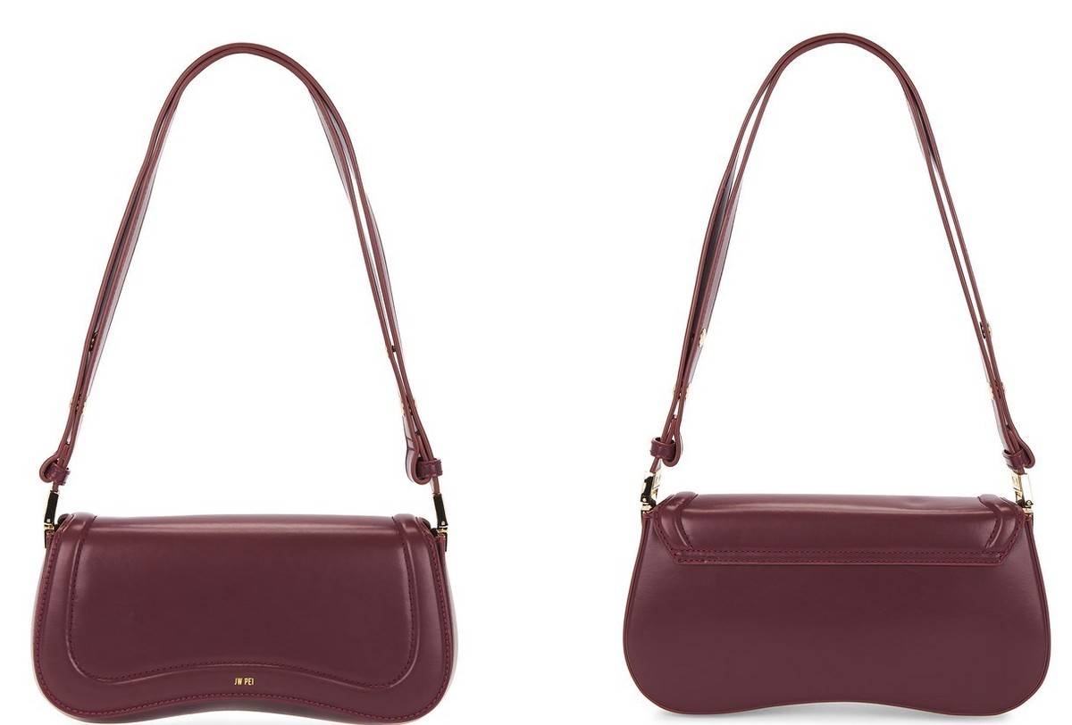 JW Pei Women's Joy Shoulder Bag Vegan Leather Deep Claret W/Gold