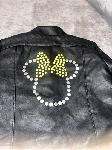 Disney Minnie Mouse Biker Jacket Girls Size 4 Faux Leather - Picture 2 of 8