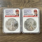 2* 2020 $1 AMERICAN SILVER EAGLE NGC MS69 EARLY RELEASES DONALD TRUMP LABEL